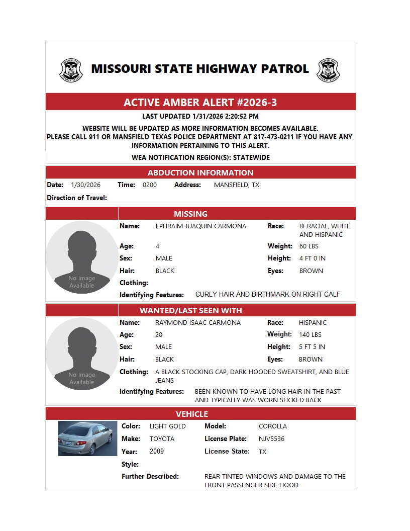 AMBER Alert canceled after child found safe, suspect in custody tied to possible Texas homicide - ABC17NEWS