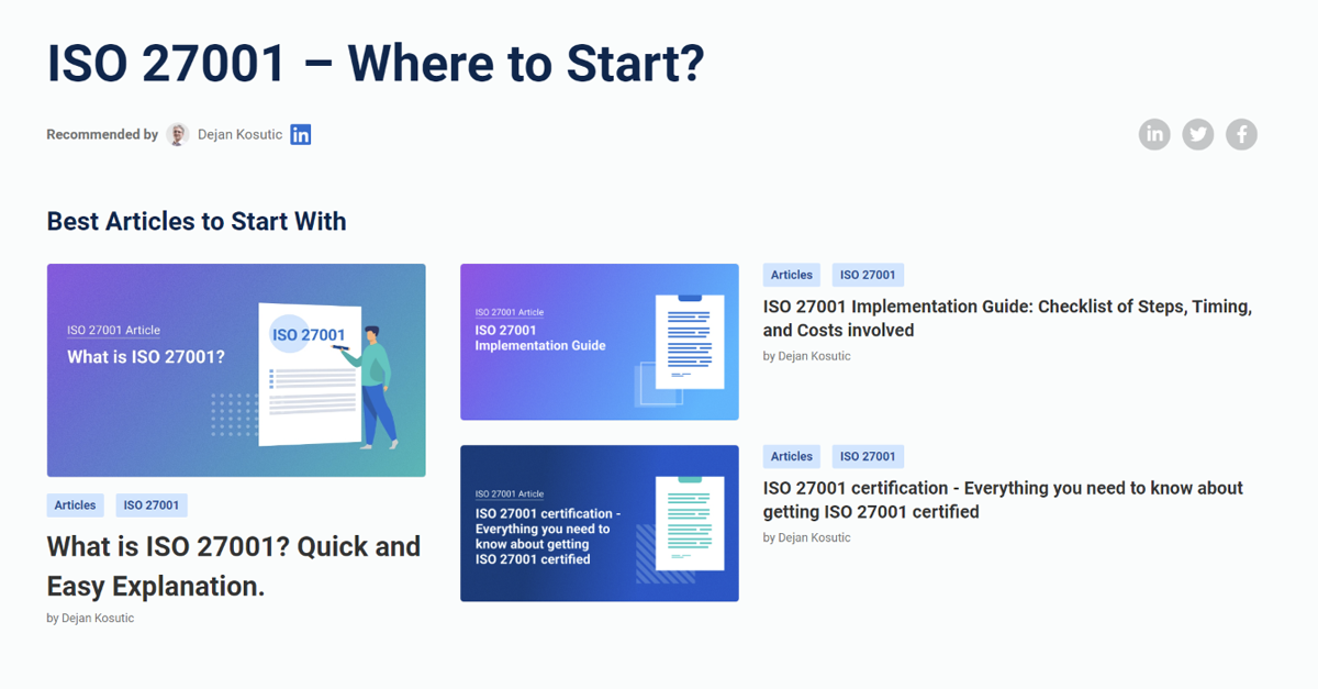 Where to start with ISO 27001? | Free materials on Advisera