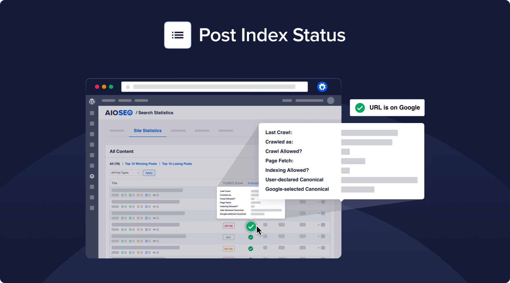 #1 Google Index Checker for WordPress - All in One SEO
