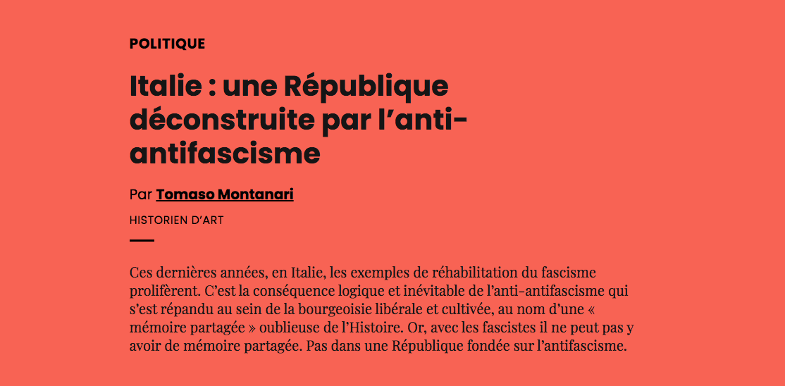 Italie : une République déconstruite par l’anti-antifascisme - AOC media
