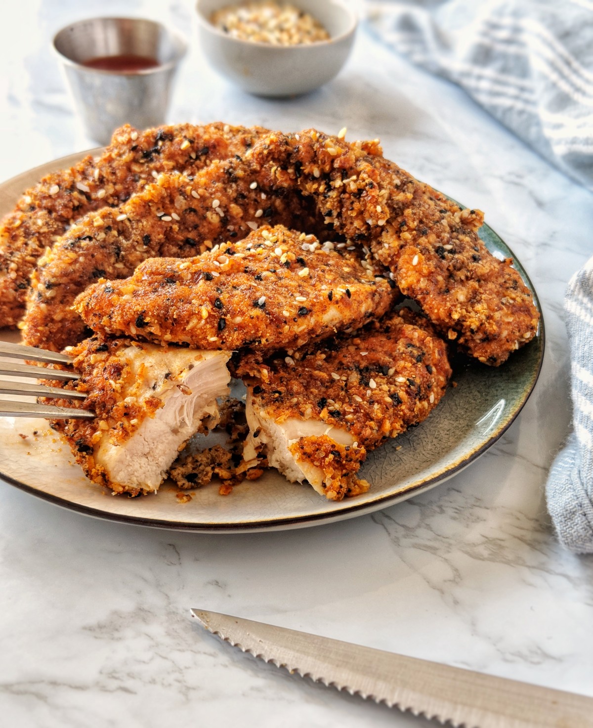 Gluten-Free Everything Bagel Chicken Tenders - apinchfromthepatio.com