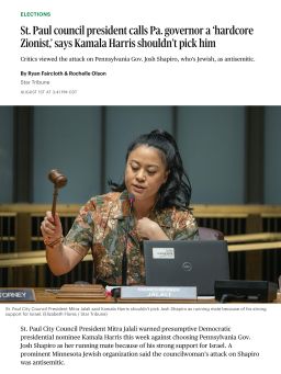 St. Paul council president calls Pa. governor a ‘hardcore Zionist,’ says Kamala Harris shouldn’t pick him