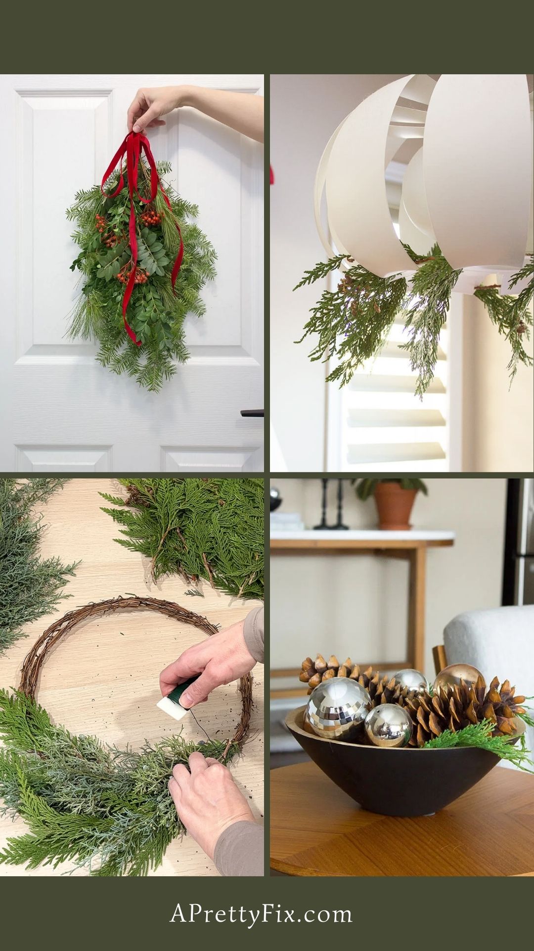 13 Beautiful Ways to Decorate With Christmas Tree Clippings & Stems (Fresh or Faux) - A Pretty Fix