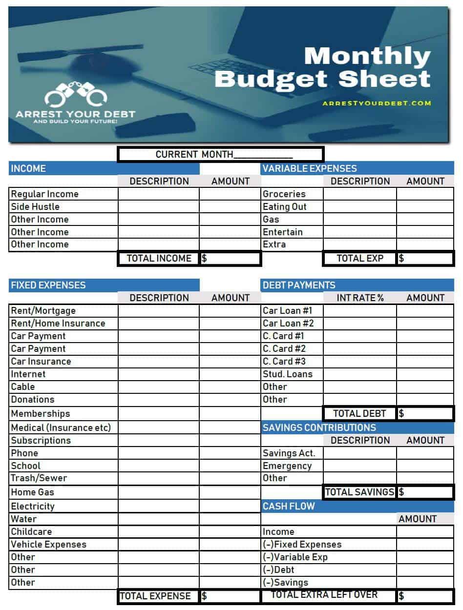 Budget Template Freebie - Arrest Your Debt