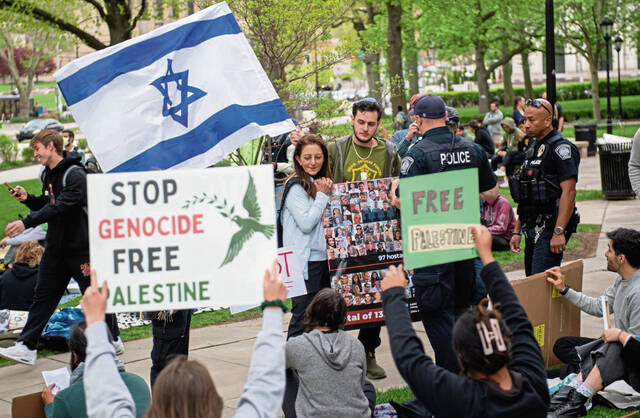 Demonstrators move protest off Pitt campus to Schenley Plaza