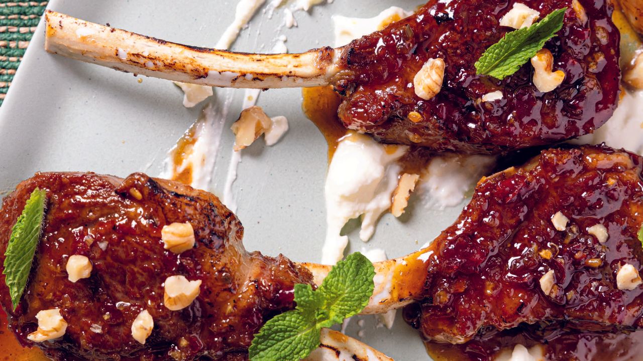 Lamb Chops With Agrodolce Glaze, Walnuts, and Feta Recipe | Epicurious
