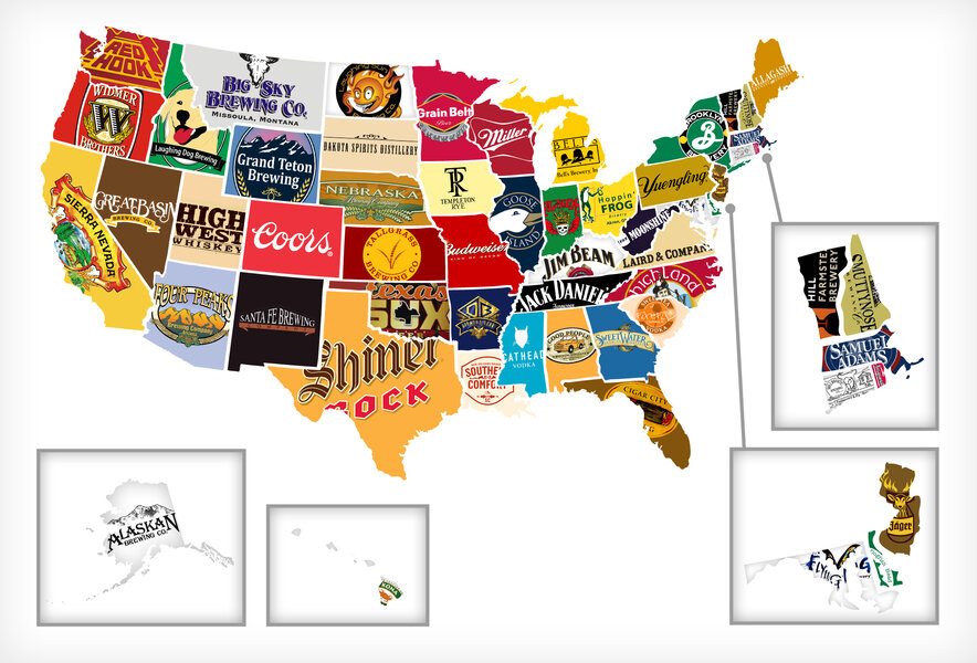 Map of All 50 States' Most Iconic Beer/Liquor - Thrillist