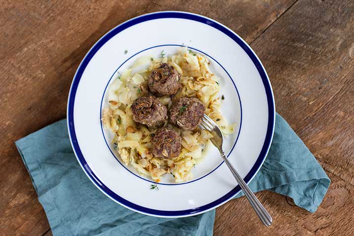 Citrus-Bison Meatballs with Crispy Sweet Potato Noodles - Autoimmune Wellness