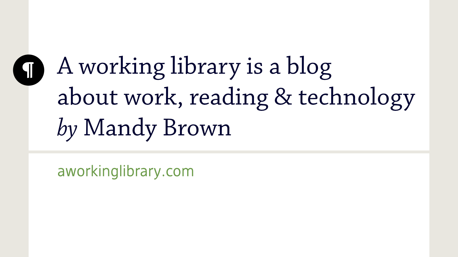Not knowing | A Working Library