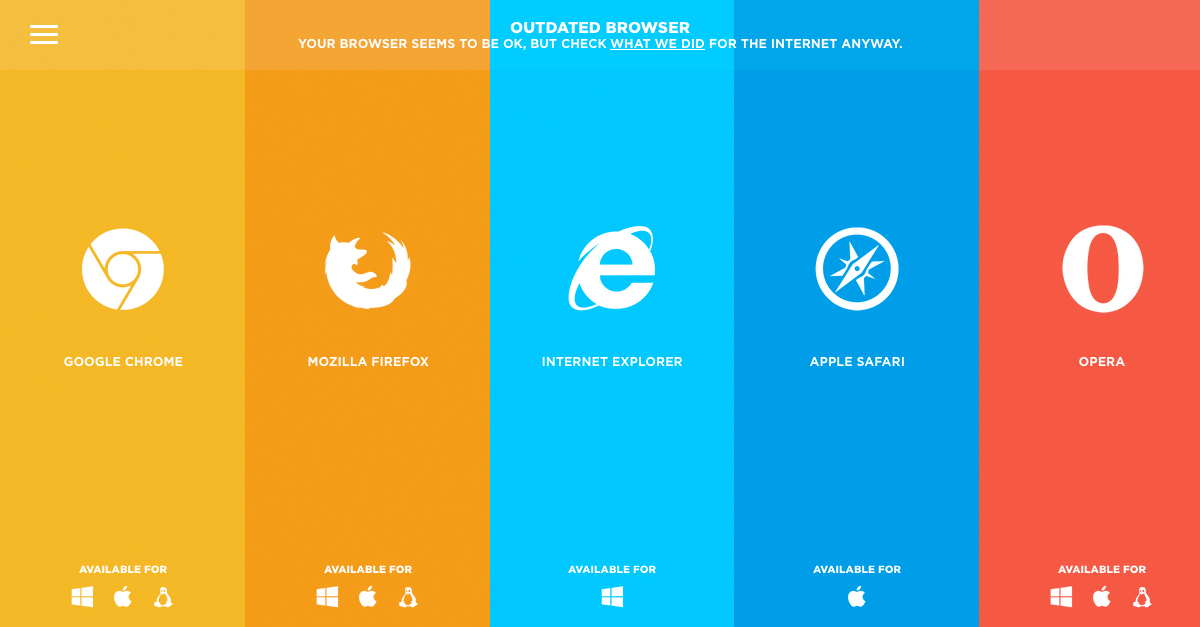 Outdated Browser - Update your Browser