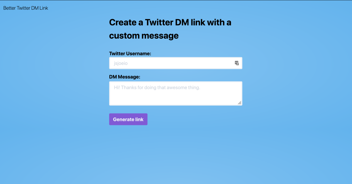 Better Twitter DM Link