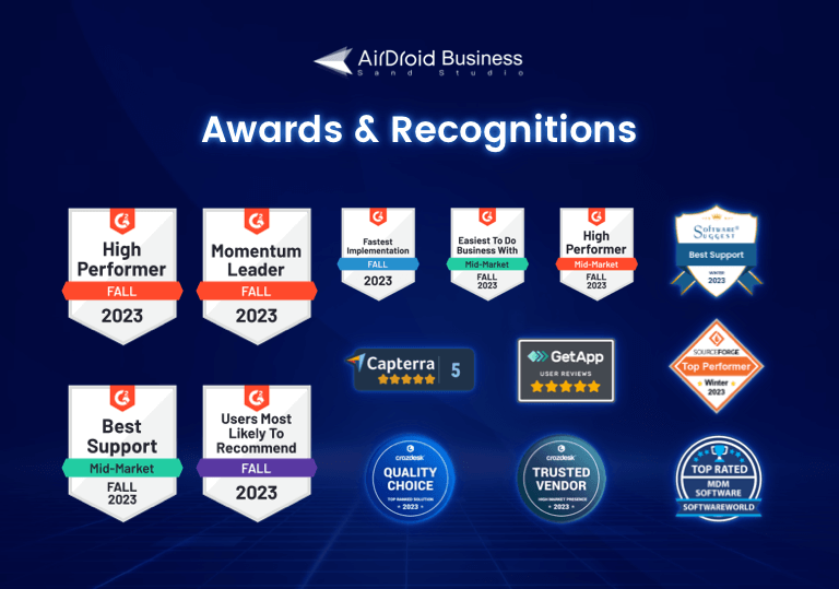 Awards and Recognitions - AirDroid Business rated top best MDM solution