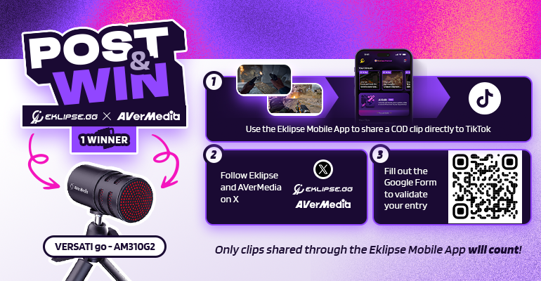 Post Your Clips and Win the AVerMedia VERSATI go AM310G2 USB Microphone! - Eklipse.gg Blog
