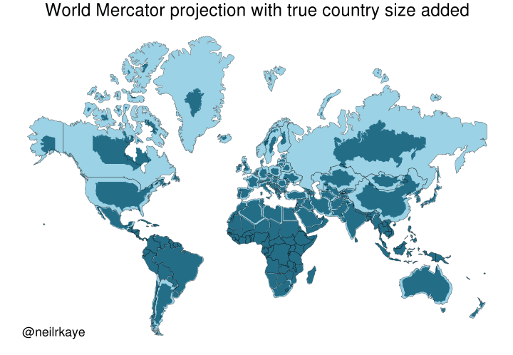 Map Projections: Mercator Vs The True Size of Each Country - Brilliant Maps