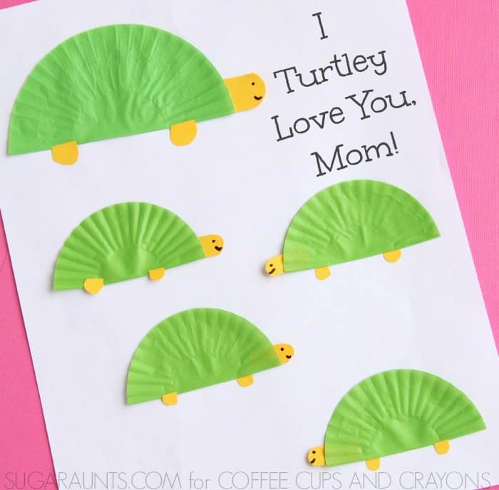 Turtle Themed Mother's Day Card - Coffee Cups and Crayons