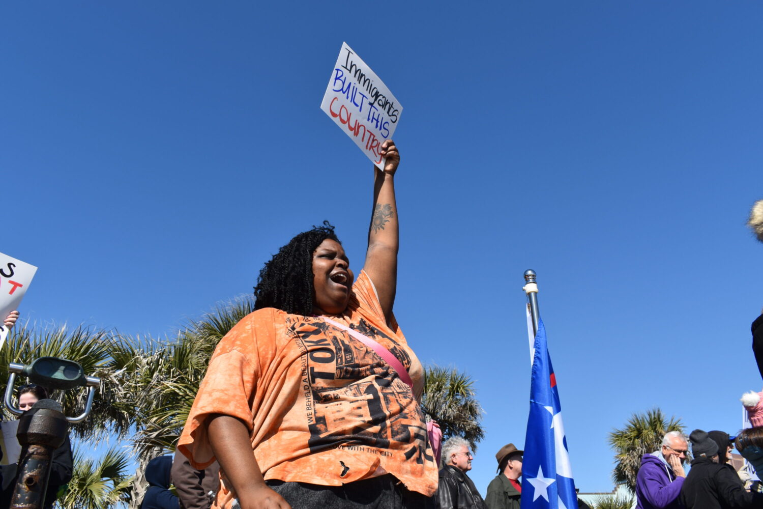 Hundreds gather in Galveston for anti-ICE protest – Houston Public Media
