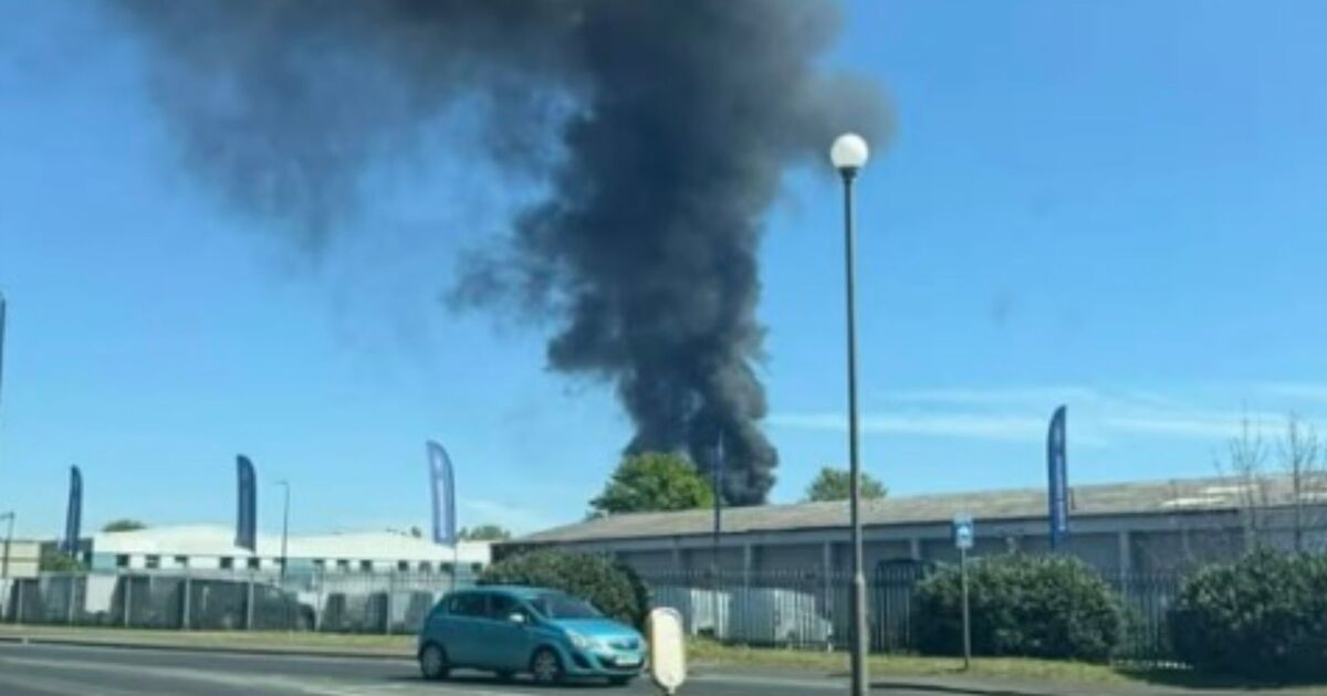 Manchester fire: Smoke erupts from Trafford Park as loud 'explosions' heard | UK | News | Express.co.uk