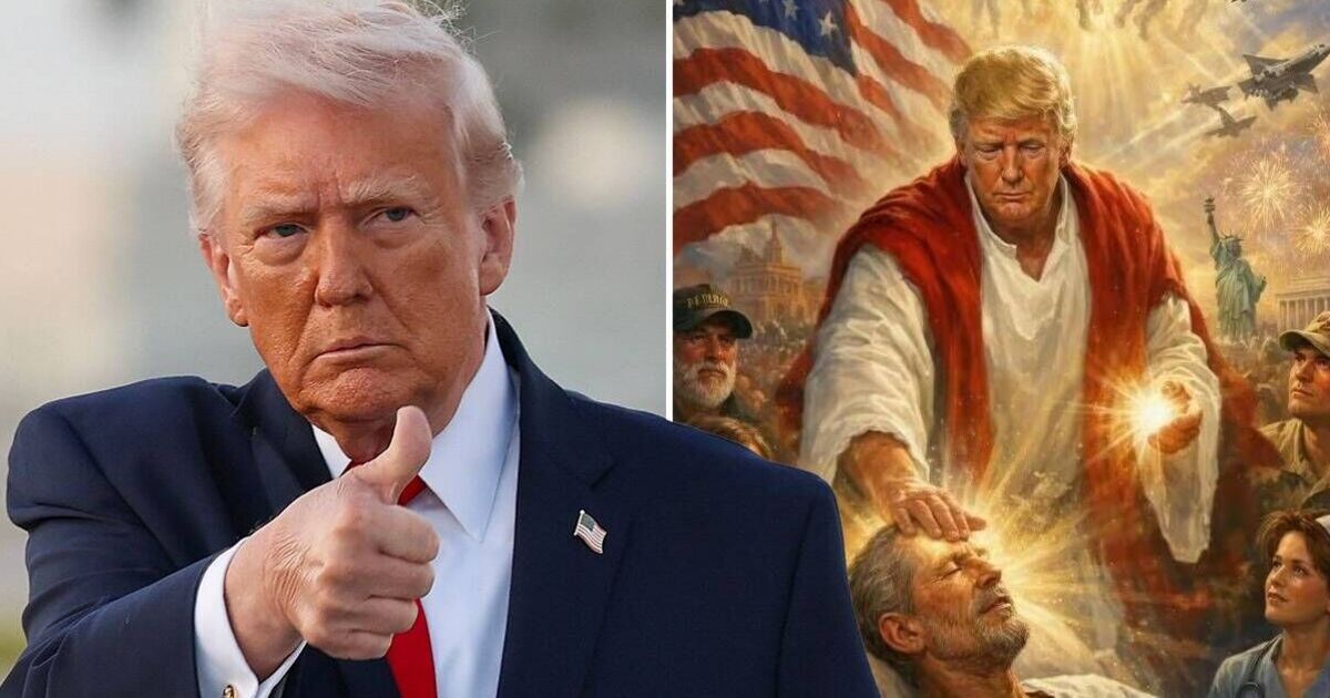 X users spot disturbing shadowy figures in Trump's Al Jesus image | US | News | Express.co.uk