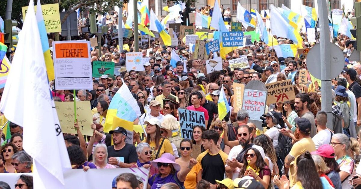 Tenerife protest: Canary Islander's brutal two-word message to tourists as 120k march | World | News | Express.co.uk