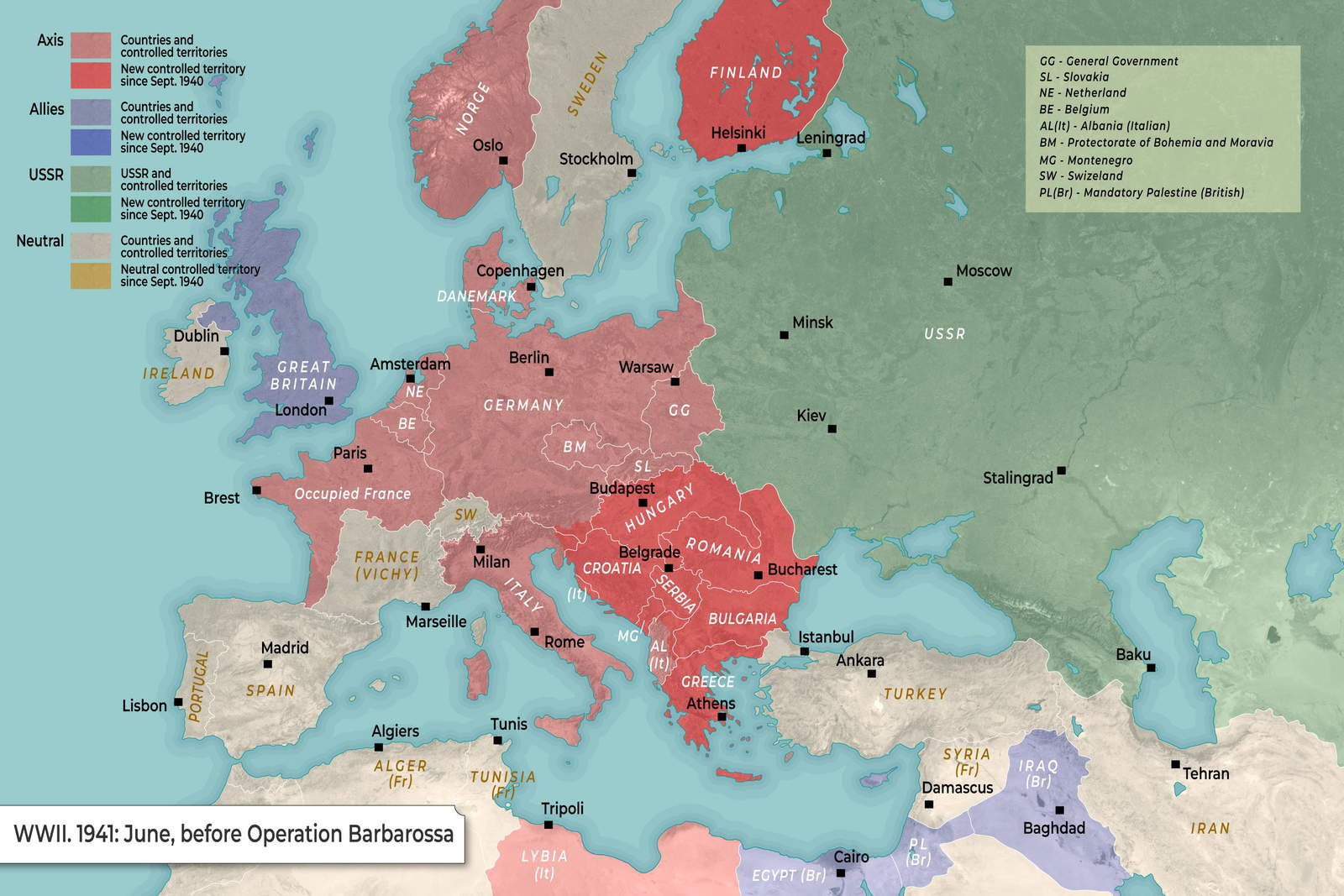 Map: World War II (June 1941, Just Before Operation Barbarossa) | TheCollector