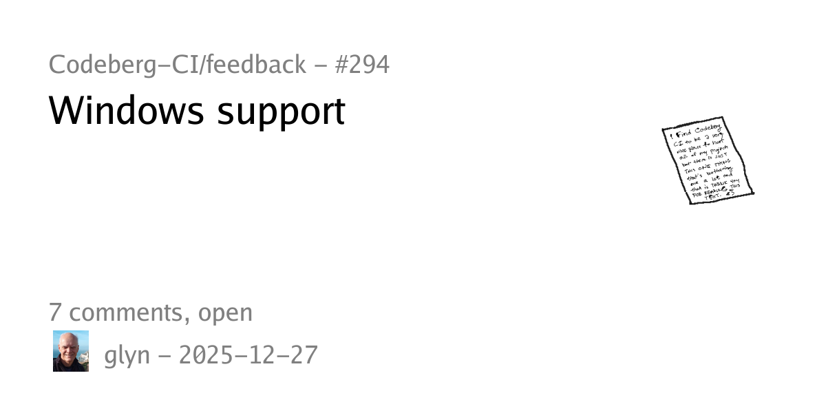 #294 - Windows support - Codeberg-CI/feedback - Codeberg.org
