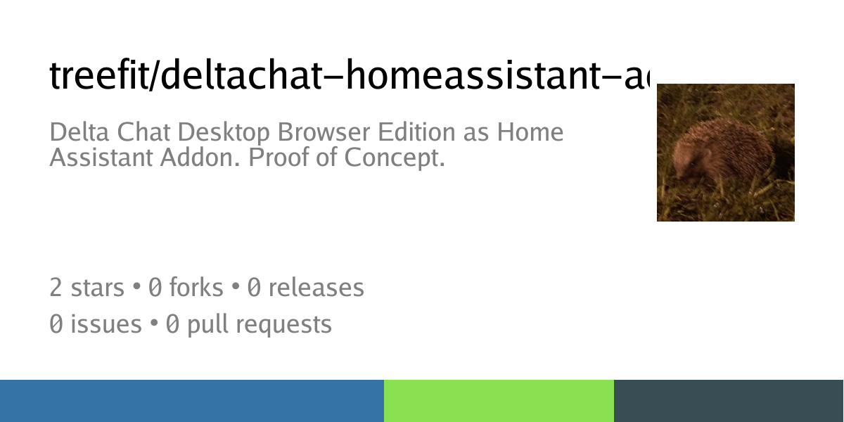 treefit/deltachat-homeassistant-addon: Delta Chat Desktop Browser Edition as Home Assistant Addon. Proof of Concept. - Codeberg.org