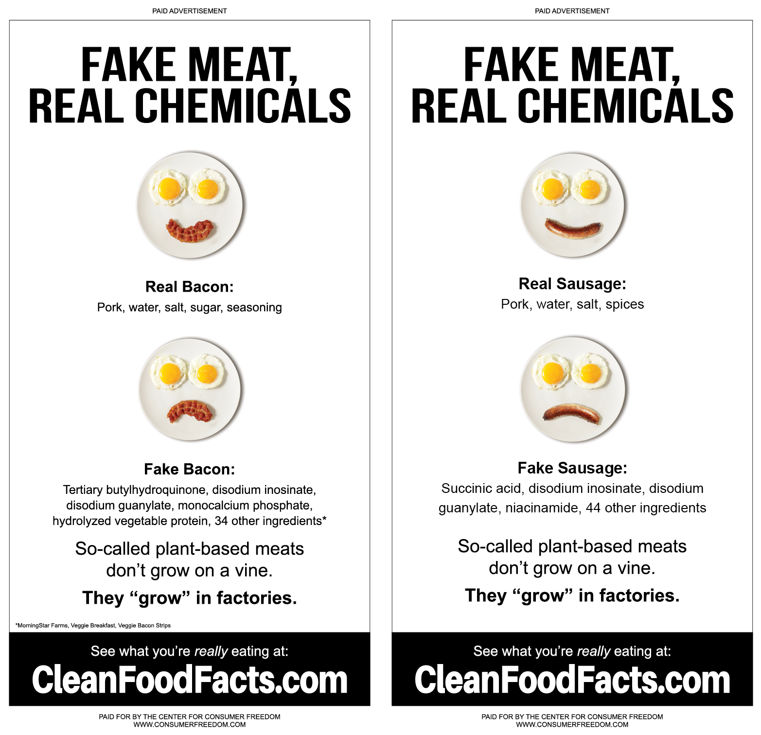 Ad: Fake Meat Grows in Factories, Not on Vines - Center for Consumer Freedom - Center for Consumer Freedom