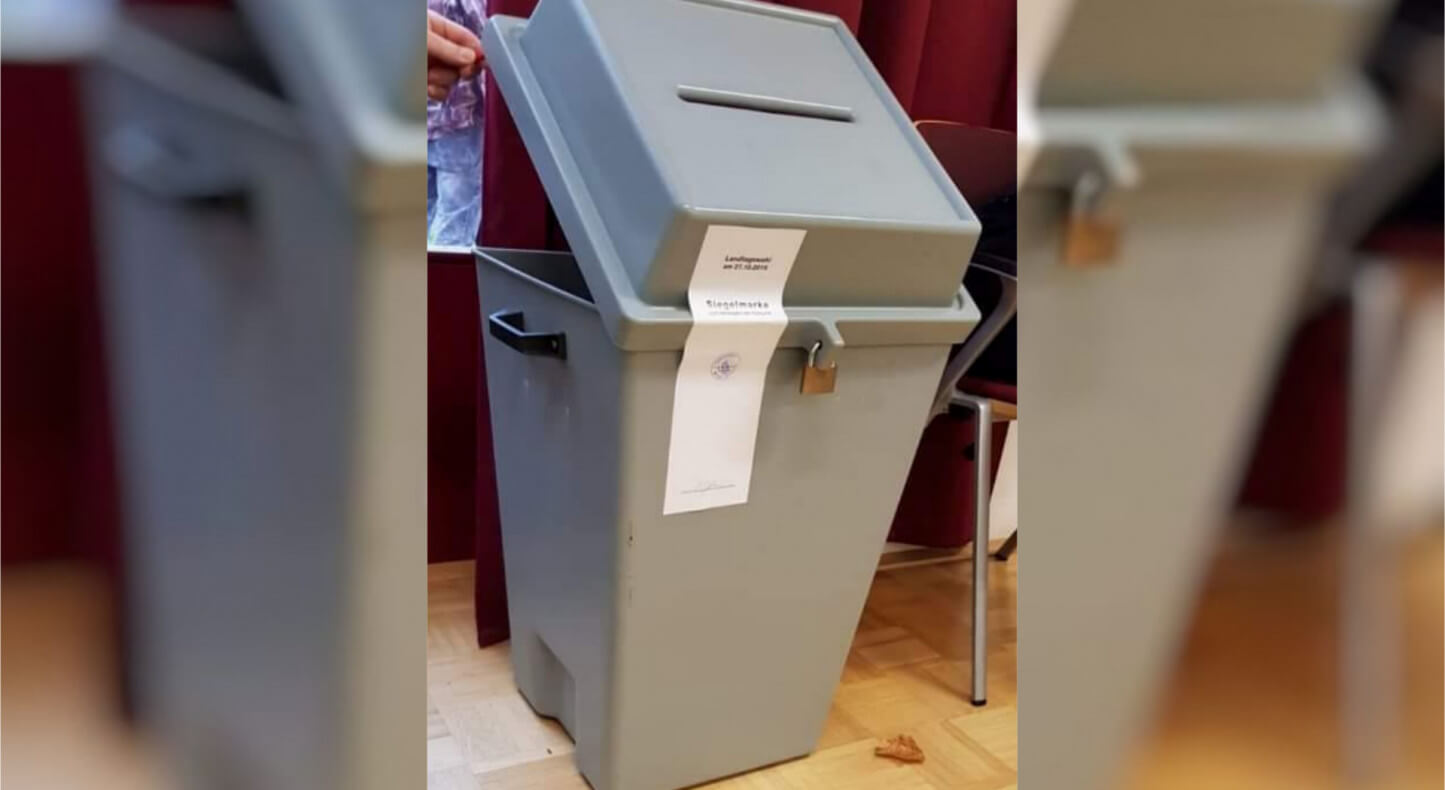 Diese Wahlurne wurde bei der Thüringer Landtagswahl 2019 aufgebrochen