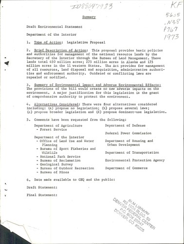Proposed National Resource Lands Management Act of 1973 by United States. Bureau of Land Management | Open Library