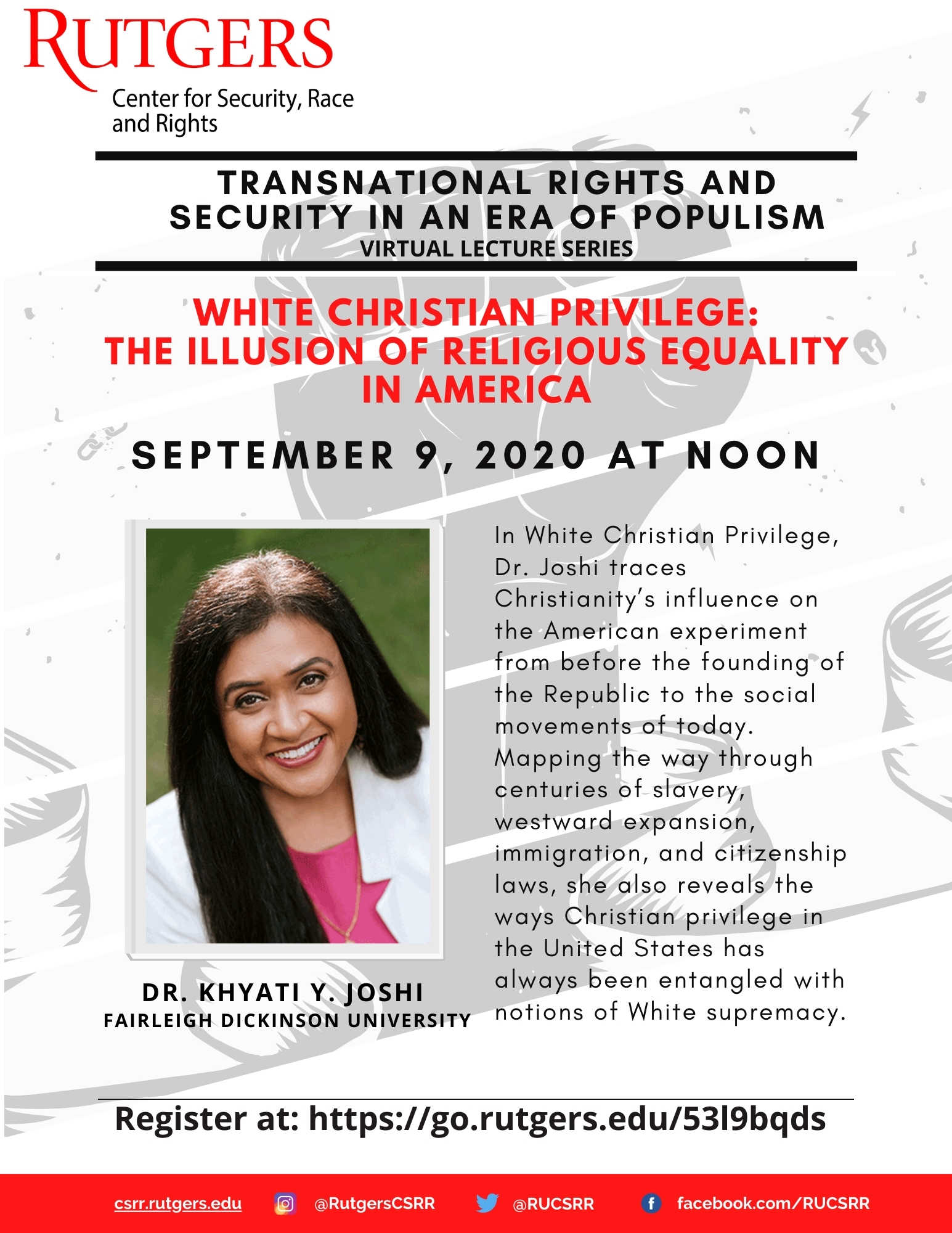 White Christian Privilege: The Illusion of Religious Equality in AmericaSeptember 9, 202012:00pm EST - Rutgers Center for Security, Race and Rights