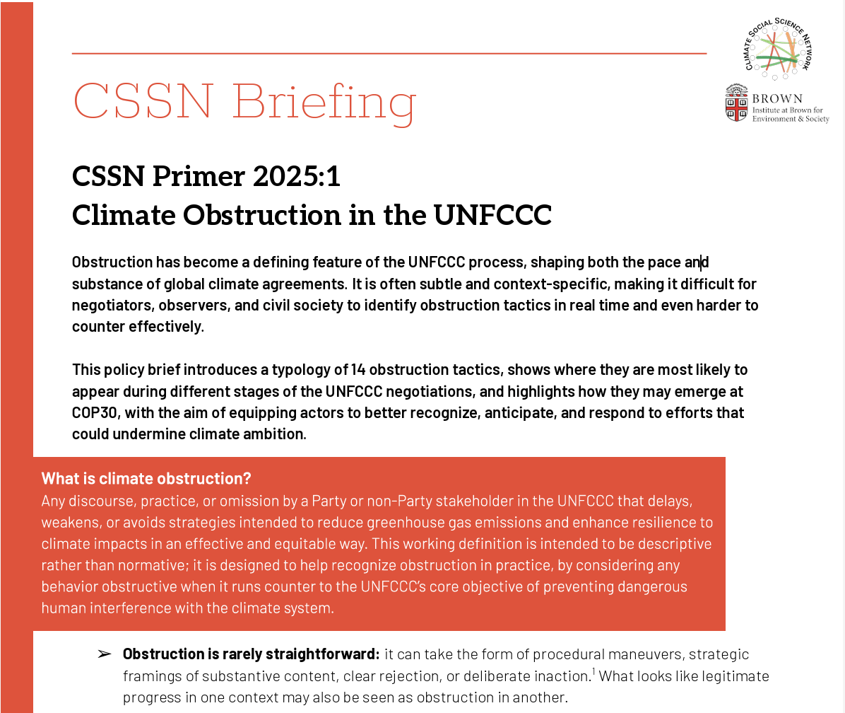 CSSN Primer: Climate Obstruction in the UNFCCC