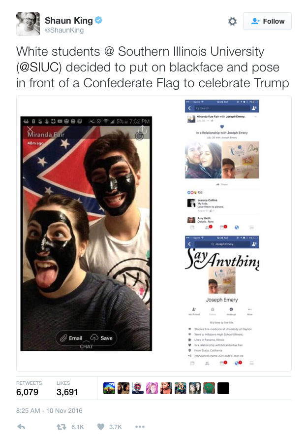 Viral social media post apparently shows SIU student in blackface – The Daily Egyptian