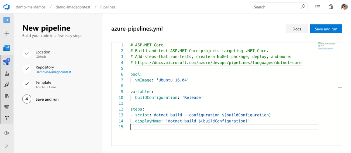 Azure Pipelines YAML - uh, what do I type?
