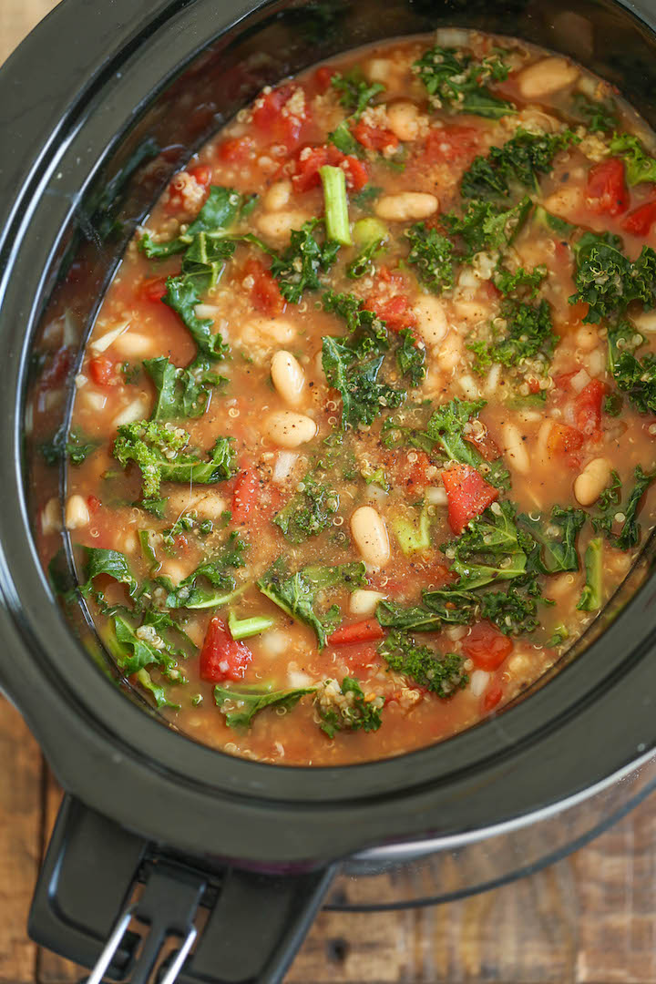 Slow Cooker Tomato, Kale and Quinoa Soup - Damn Delicious
