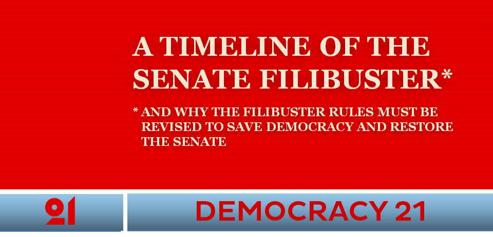 Democracy 21 Report: A Timeline Of The Senate Filibuster, 1806 - 2021 - Democracy 21