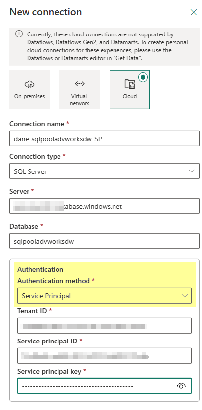 Power BI using Service Principal with Synapse SQL Pool with Shareable Cloud Connection « Dan English's BI Blog