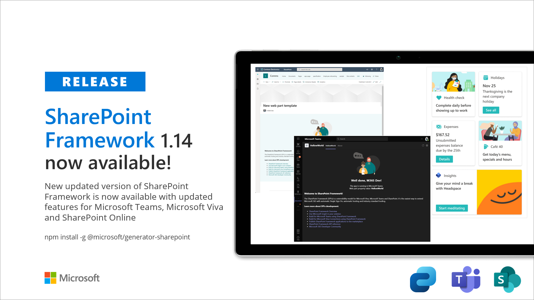Announcing SharePoint Framework 1.14 – with updates for Viva Connections, Microsoft Teams and SharePoint - Microsoft 365 Developer Blog