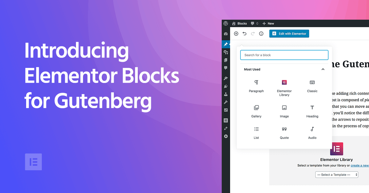 Introducing Elementor Blocks for Gutenberg