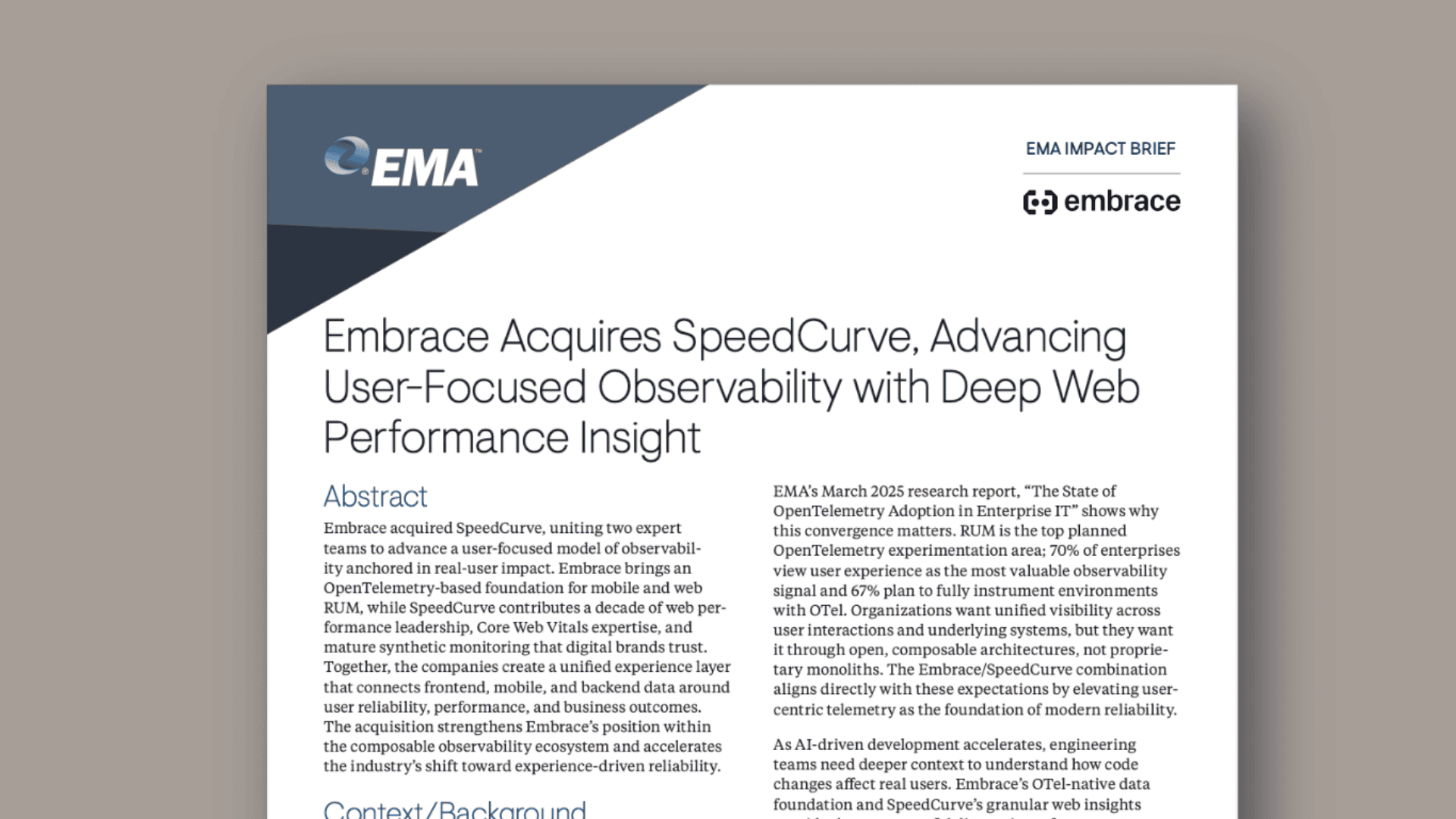 Impact Brief: Embrace Acquires SpeedCurve, Advancing User-Focused Observability with Deep Web Performance Insight
