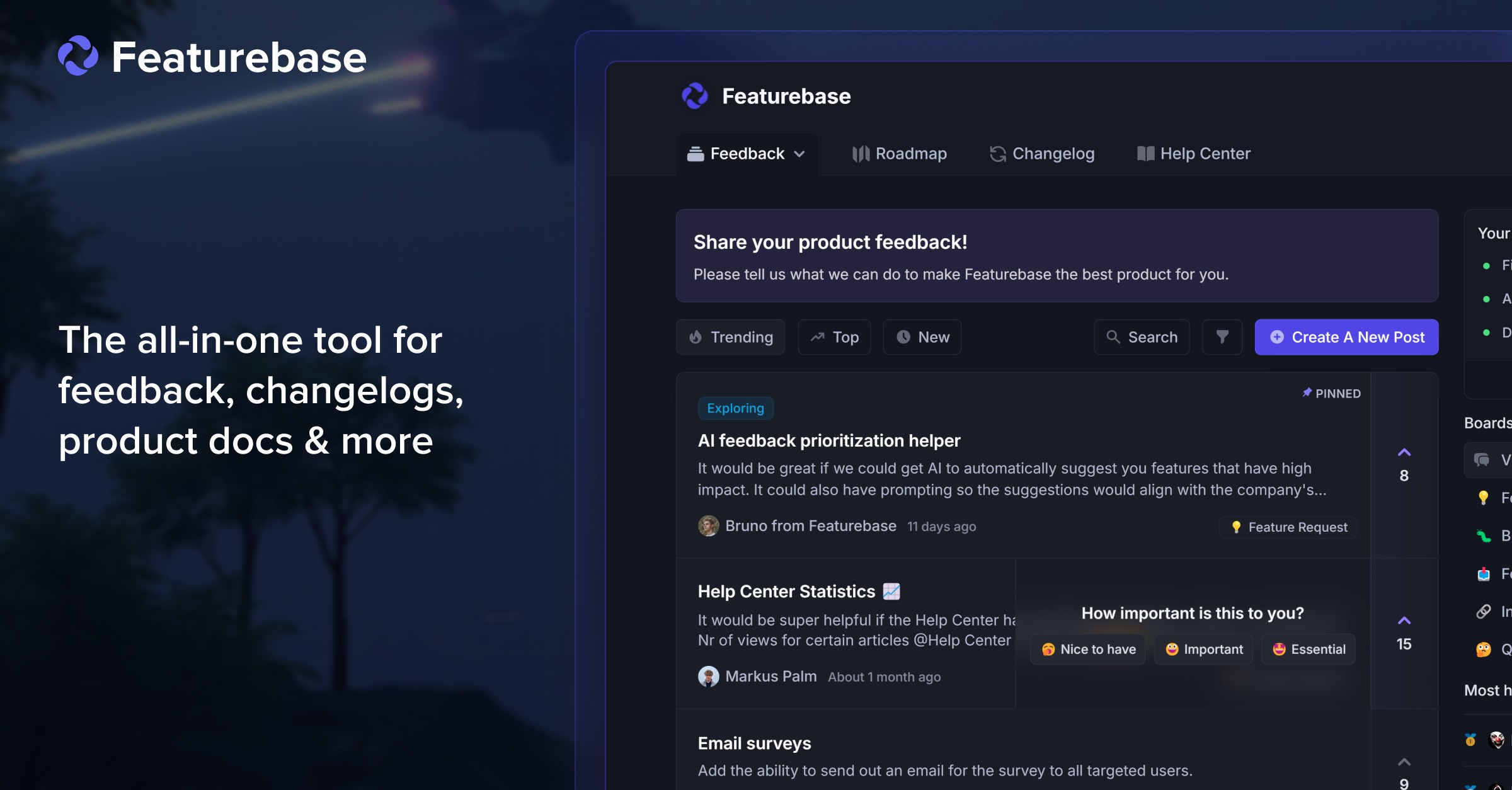 Featurebase – Modern Support & Feedback Platform