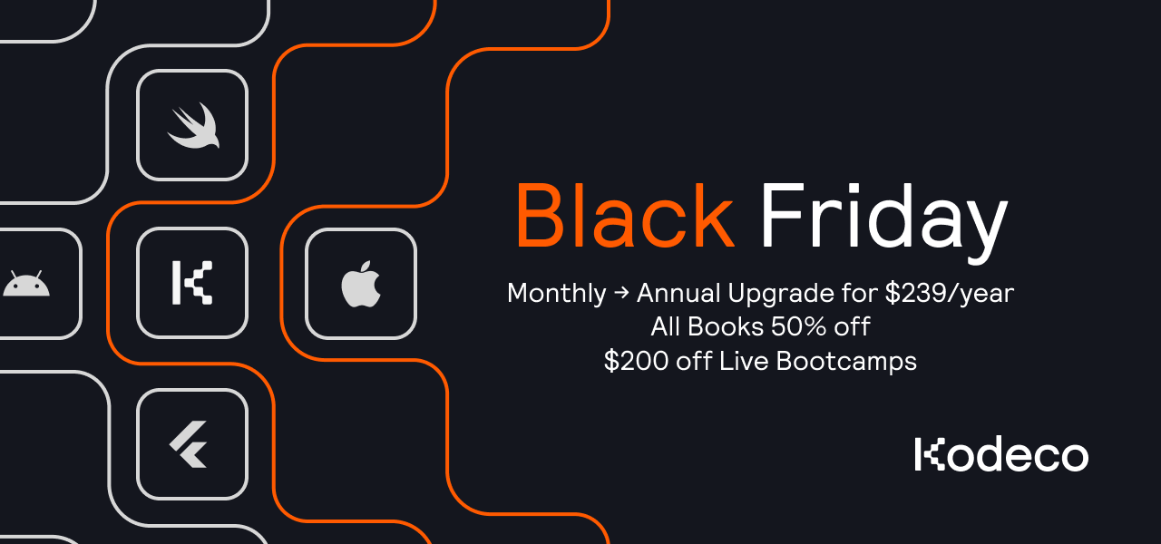 Black Friday Sale: Huge Discounts on Subscriptions, Bootcamps, and Books! | Kodeco
