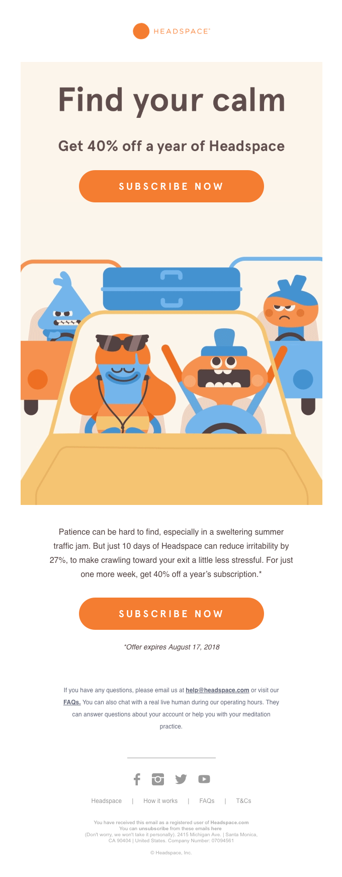 One week left from Headspace - Desktop Email View | Really Good Emails