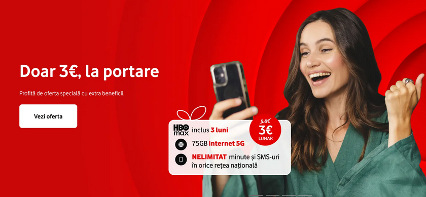 Vodafone readuce în actualitate abonamentul RED Start, cel care la portare costă doar 3 euro / lună şi oferă foarte multe resurse, inclusiv HBO Max fără publicitate gratuit 3 luni