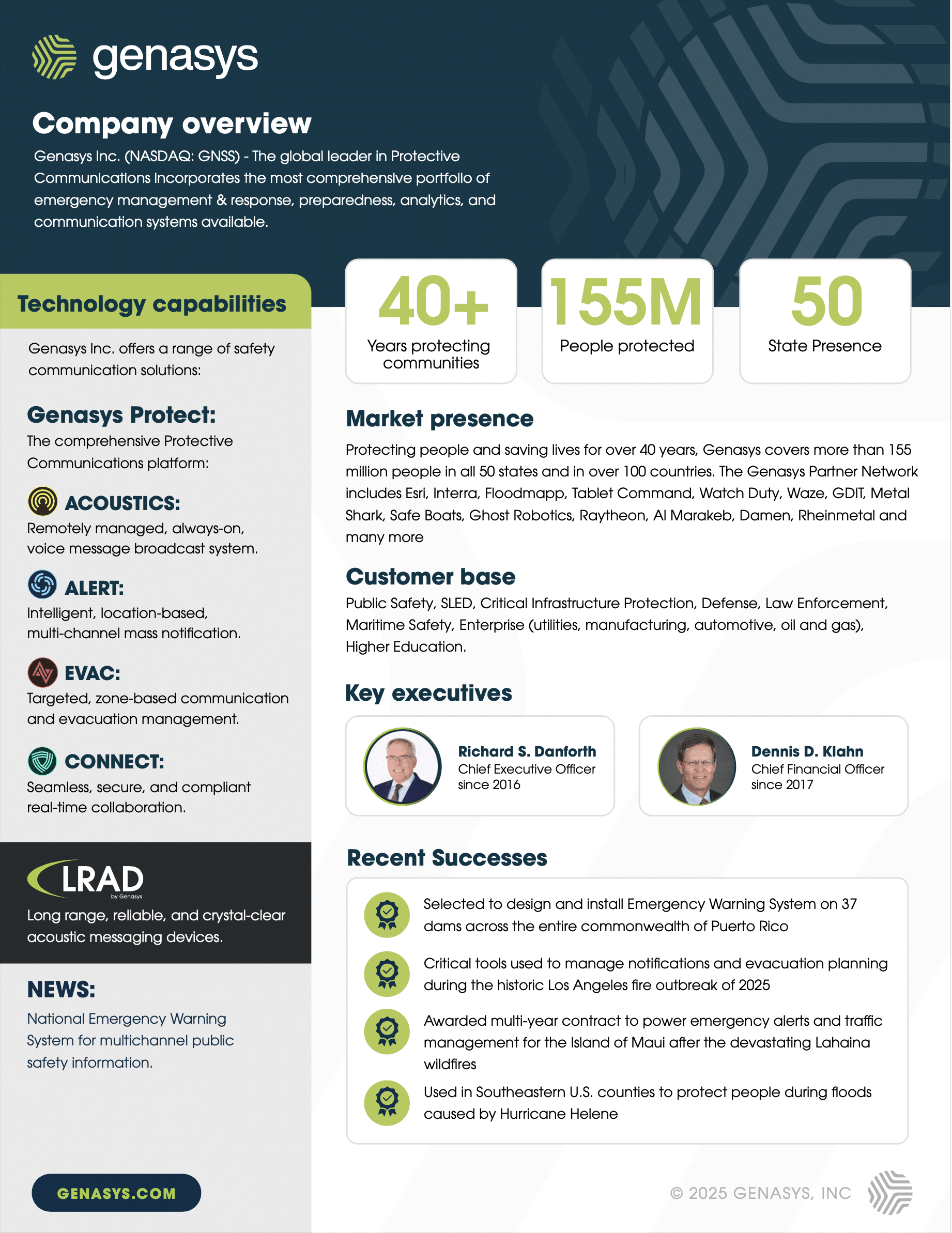 Genasys Corporate Fact Sheet | Genasys