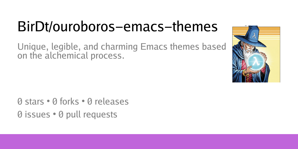 BirDt/ouroboros-emacs-themes: Unique, legible, and charming Emacs themes based on the alchemical process. - Lambda Crucible: λ(λ(x))