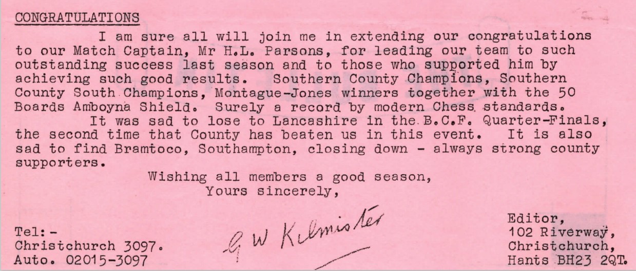 Hampshire County Matches 1931 / 32 - Hampshire Chess History
