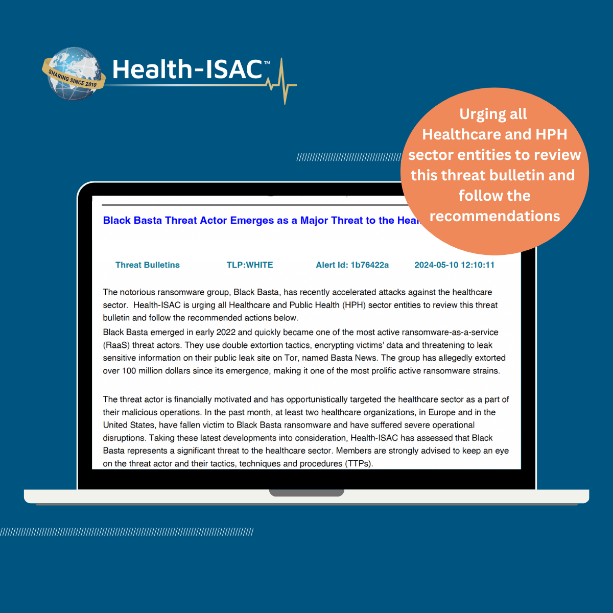 Black Basta Threat Actor Emerges as a Major Threat to the Healthcare Industry - Health-ISAC - Health Information Sharing and Analysis Center