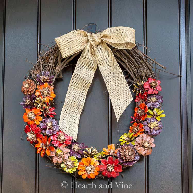 Make a Pinecone Flower Wreath for Fall