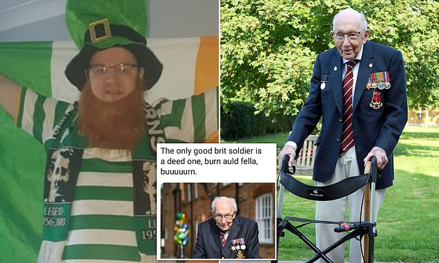 Celtic fan who posted 'grossly offensive' tweet about Captain Tom is arrested before sentencing