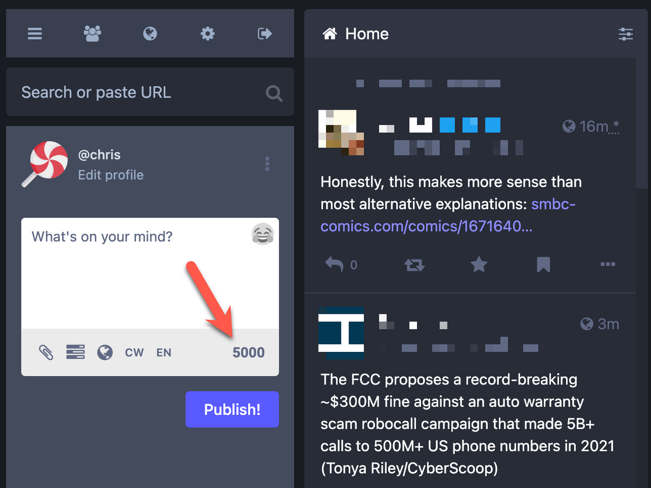 Customize Mastodon to Change Your Post Character Limit — sweetmeat
